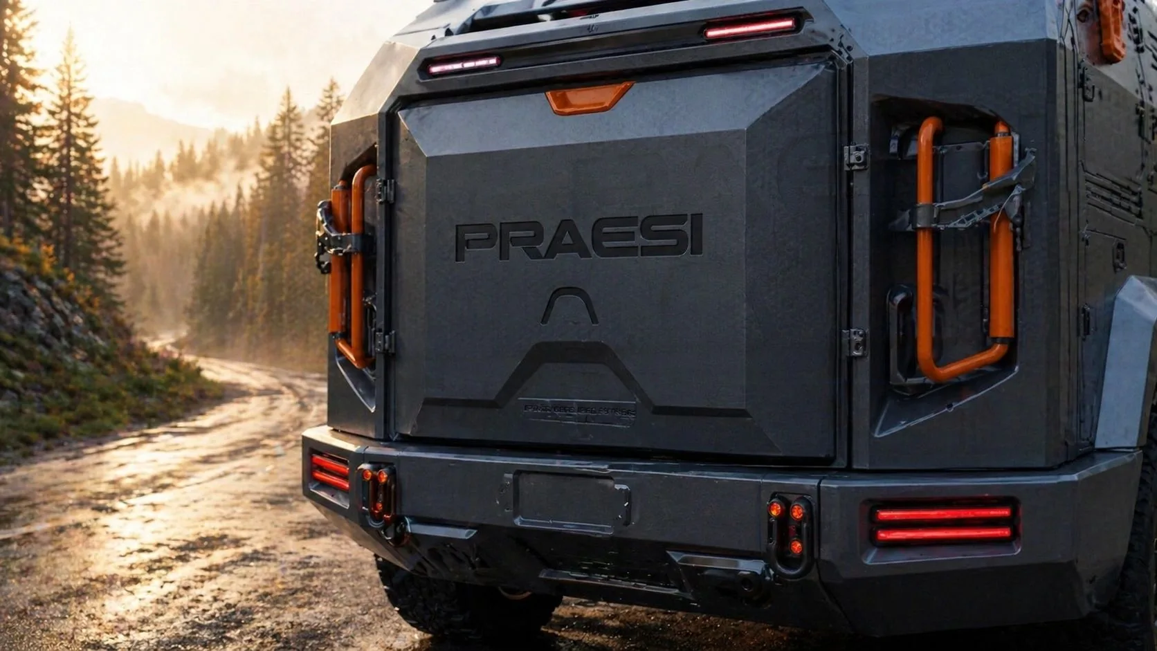 Concept render of the PRAESI field command vehicle from the rear